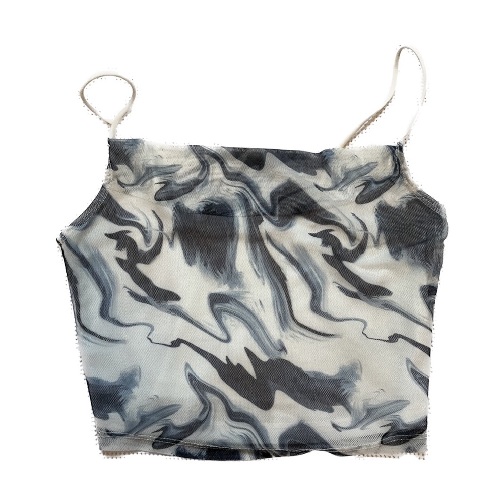 Zara cowel neck wavy mesh tank top
